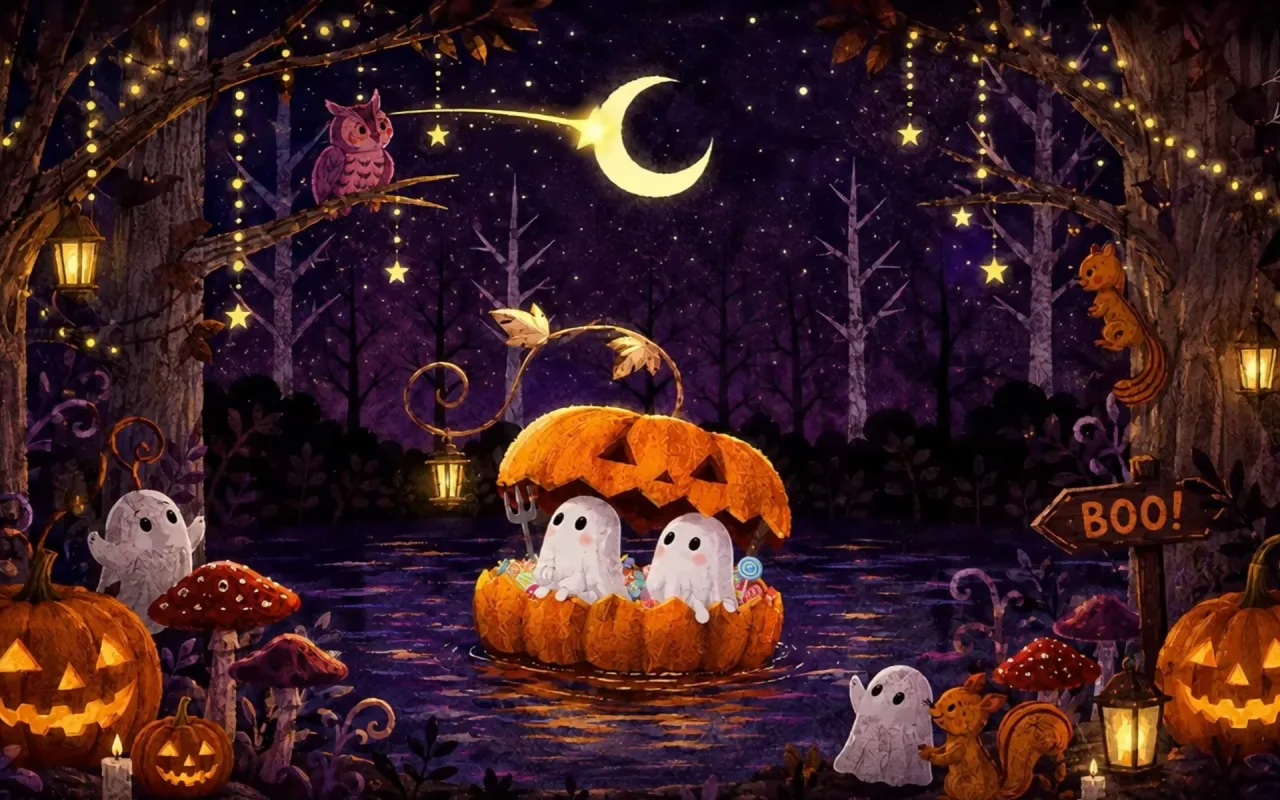 Pumpkin Boat Ghosts live wallpaper preview