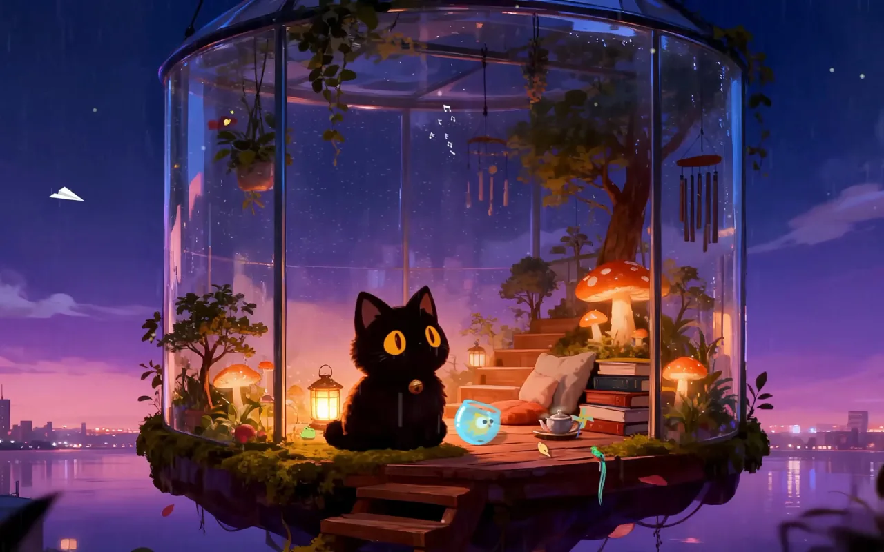 Rainy Night In Sky Garden live wallpaper preview