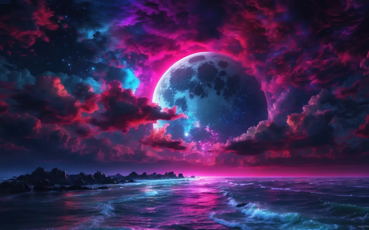 Blue Moon Ocean live wallpaper preview