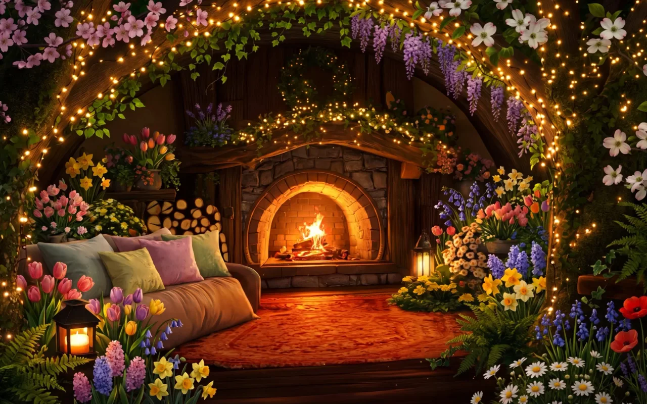 Cozy Spring Night in a Flower Wonderlan live wallpaper preview