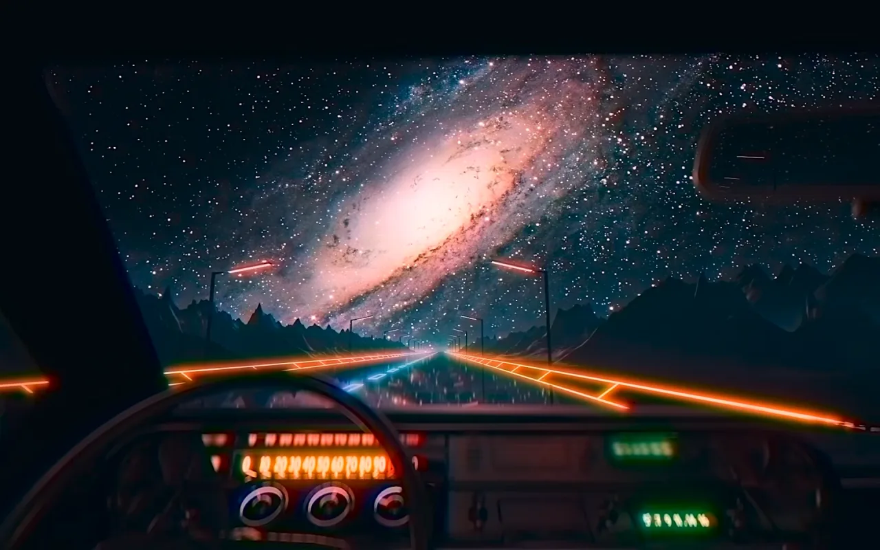 Retro Space Drive live wallpaper preview