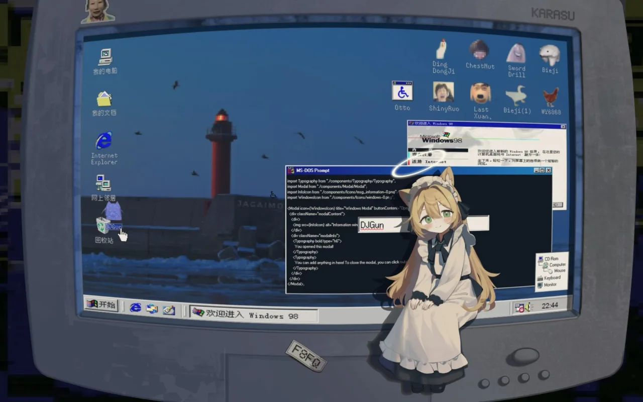 Windows 98 Catgirl live wallpaper preview
