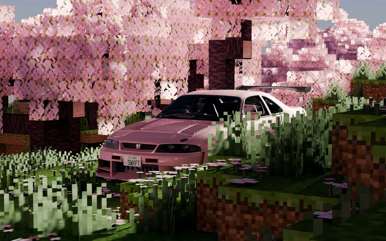 Car Cherry Blossom Minecraft live wallpaper preview