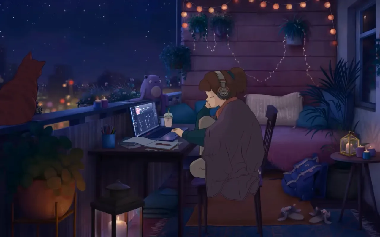 Lo-Fi Girl Balcony live wallpaper preview