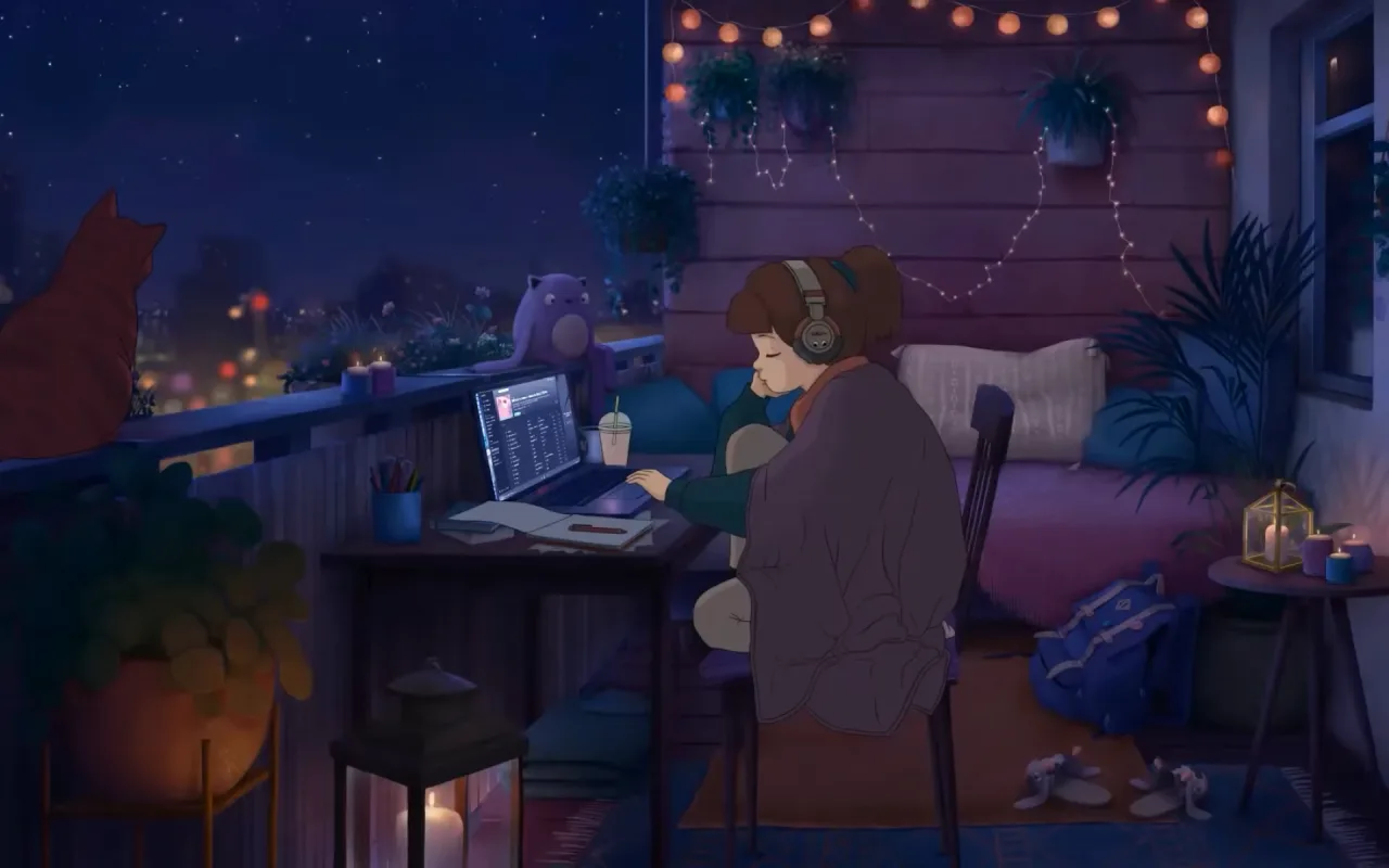 Lo-Fi Girl Balcony live wallpaper preview
