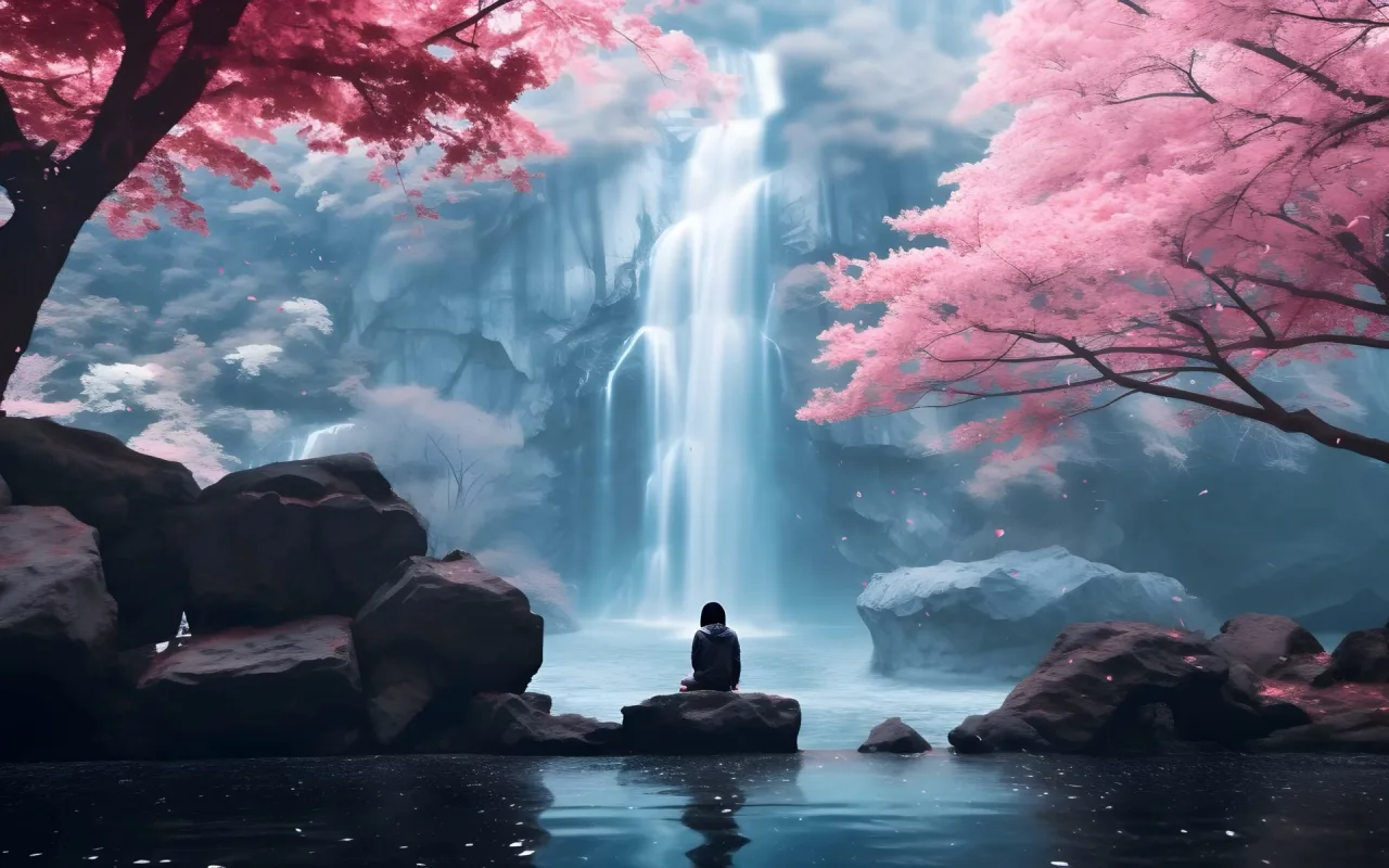 Sakura Waterfall live wallpaper preview