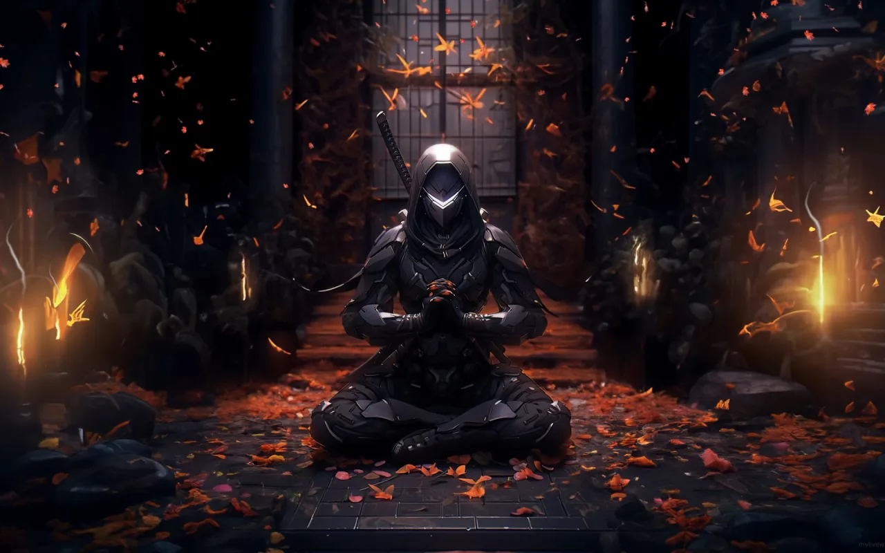 Meditating Ninja live wallpaper preview