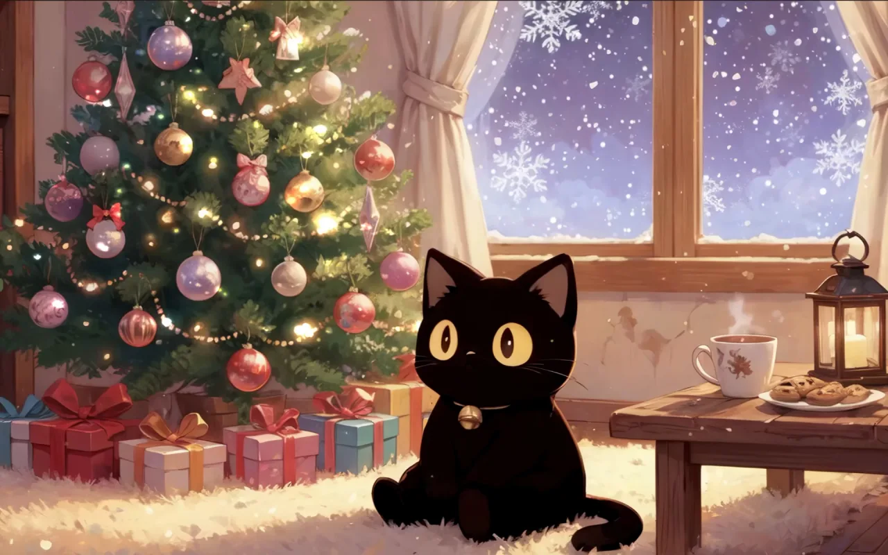 Cozy Christmas Kitty live wallpaper preview