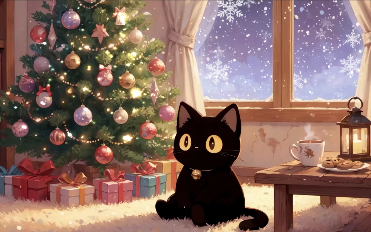 Cozy Christmas Kitty live wallpaper preview