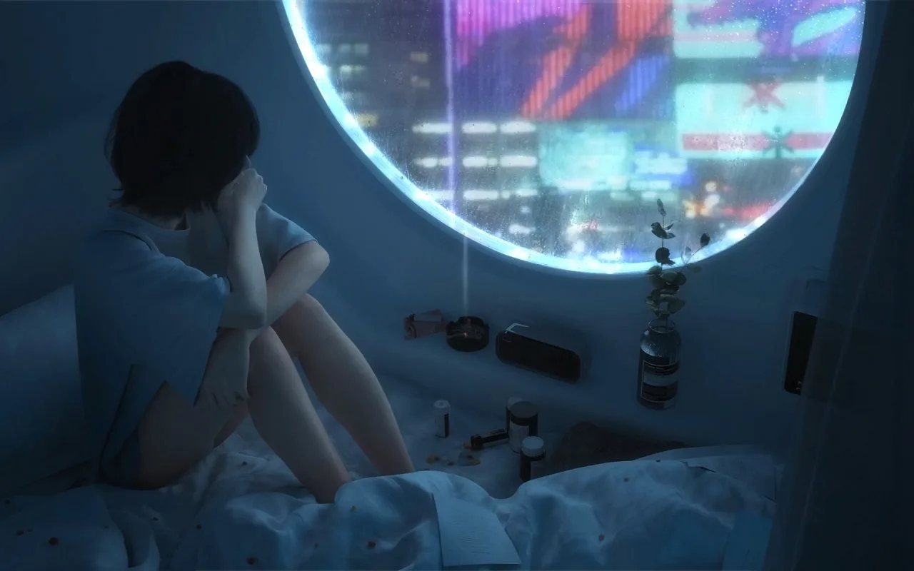 Cyberpunk Girl Rain live wallpaper preview