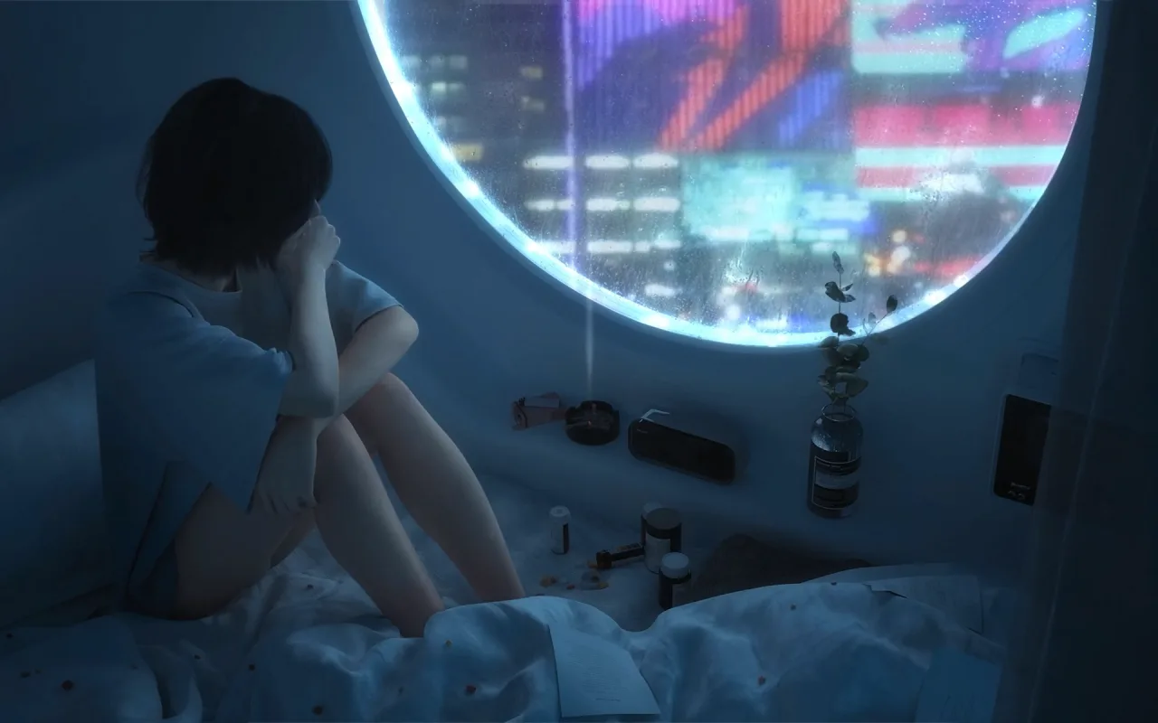 Cyberpunk Girl Rain live wallpaper preview