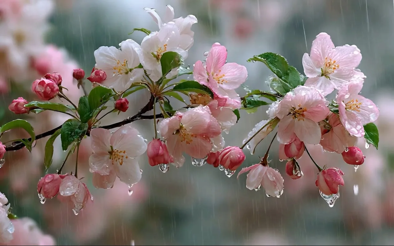 Rain on Flowers live wallpaper preview