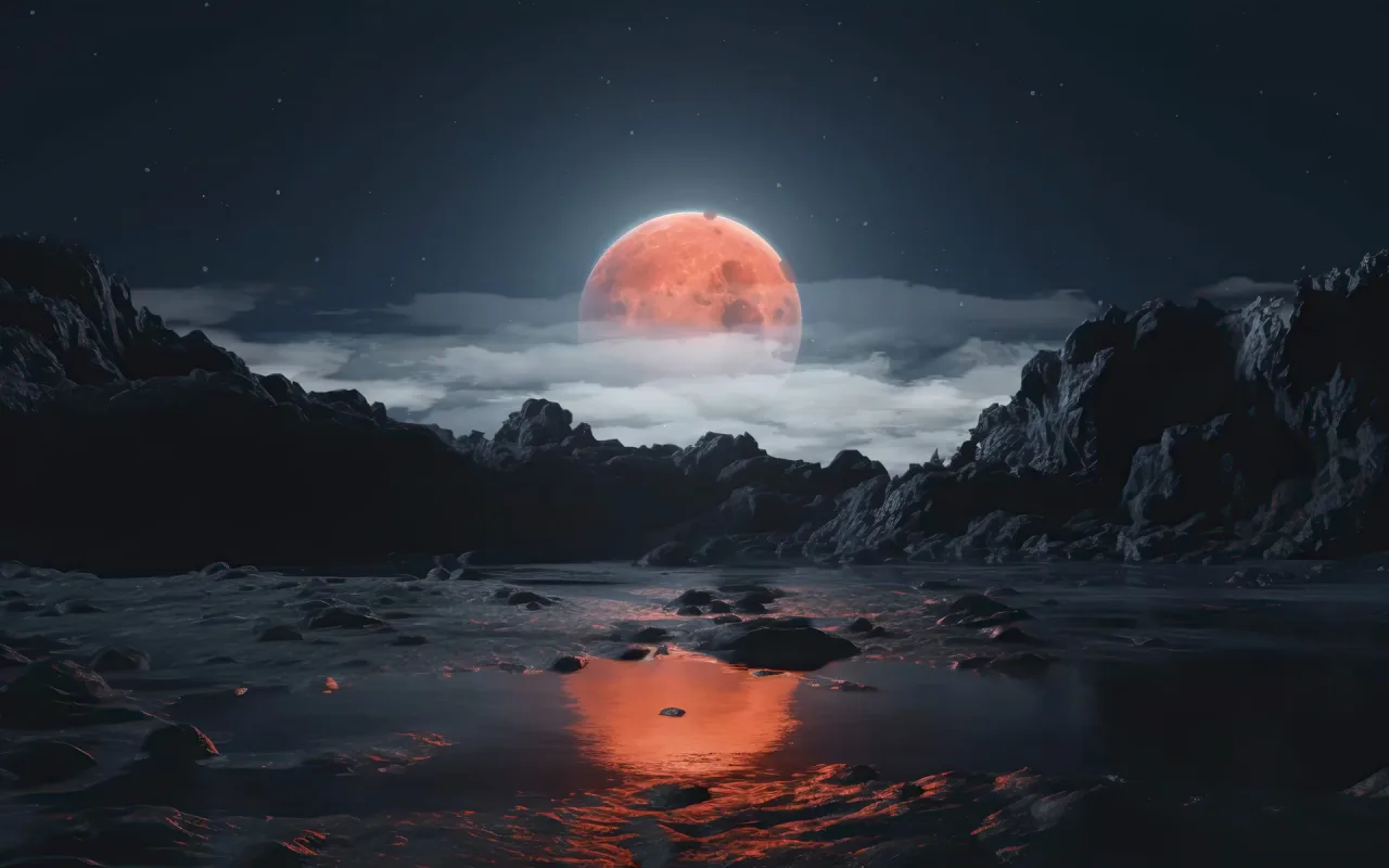 Night Planet Blood Moon live wallpaper preview