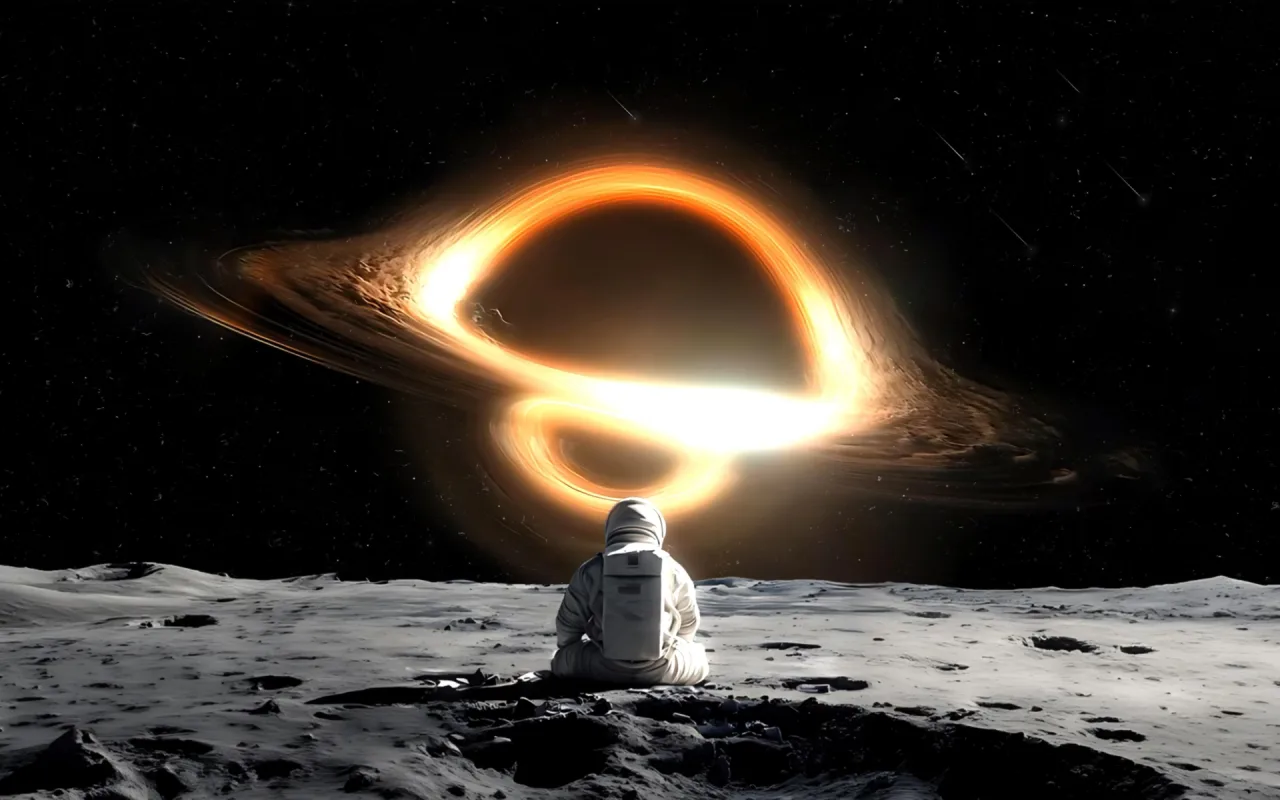 Astronaut Facing Black Hole live wallpaper preview