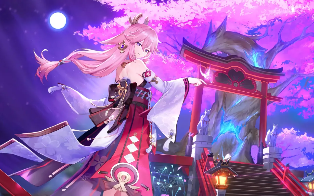 Yae Miko live wallpaper preview