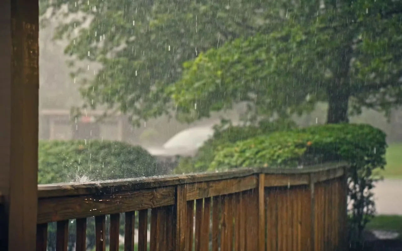 Rainy Weather on Fence live wallpaper preview