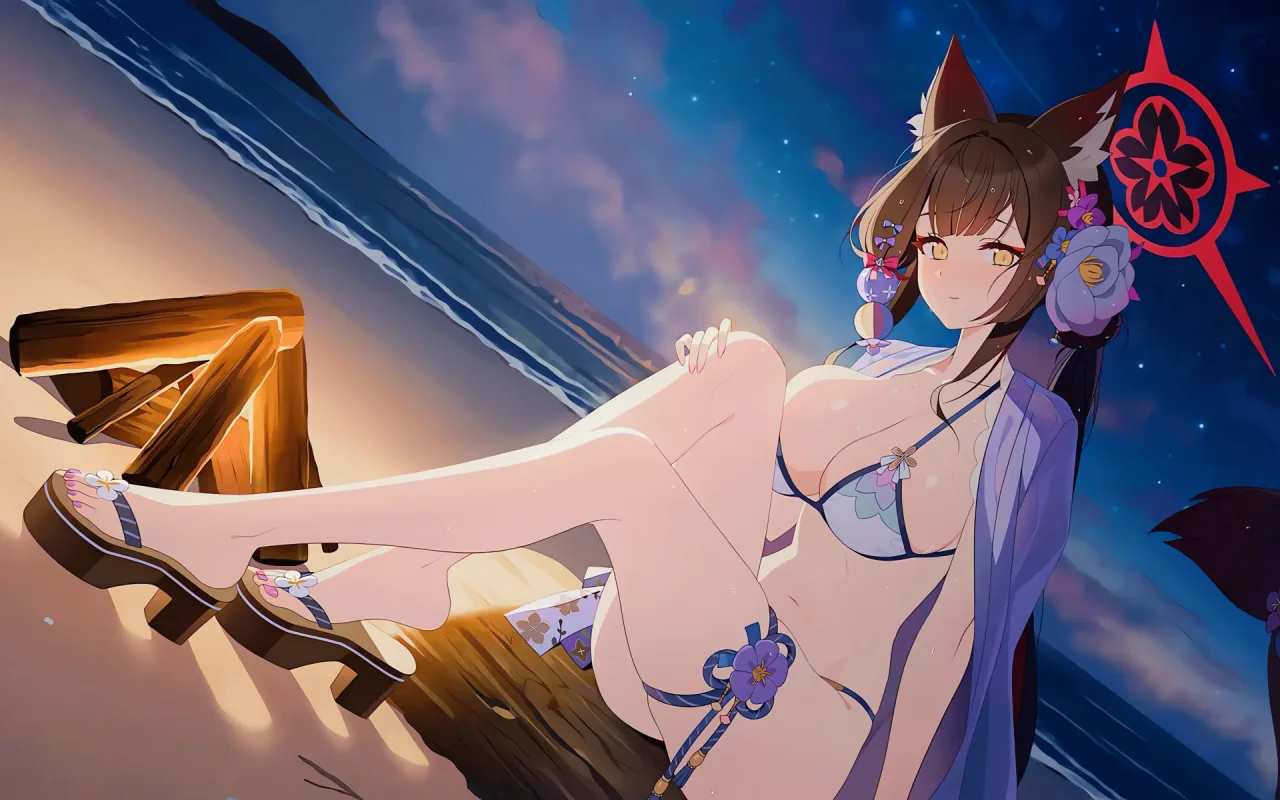 Wakamo On The Beach live wallpaper preview