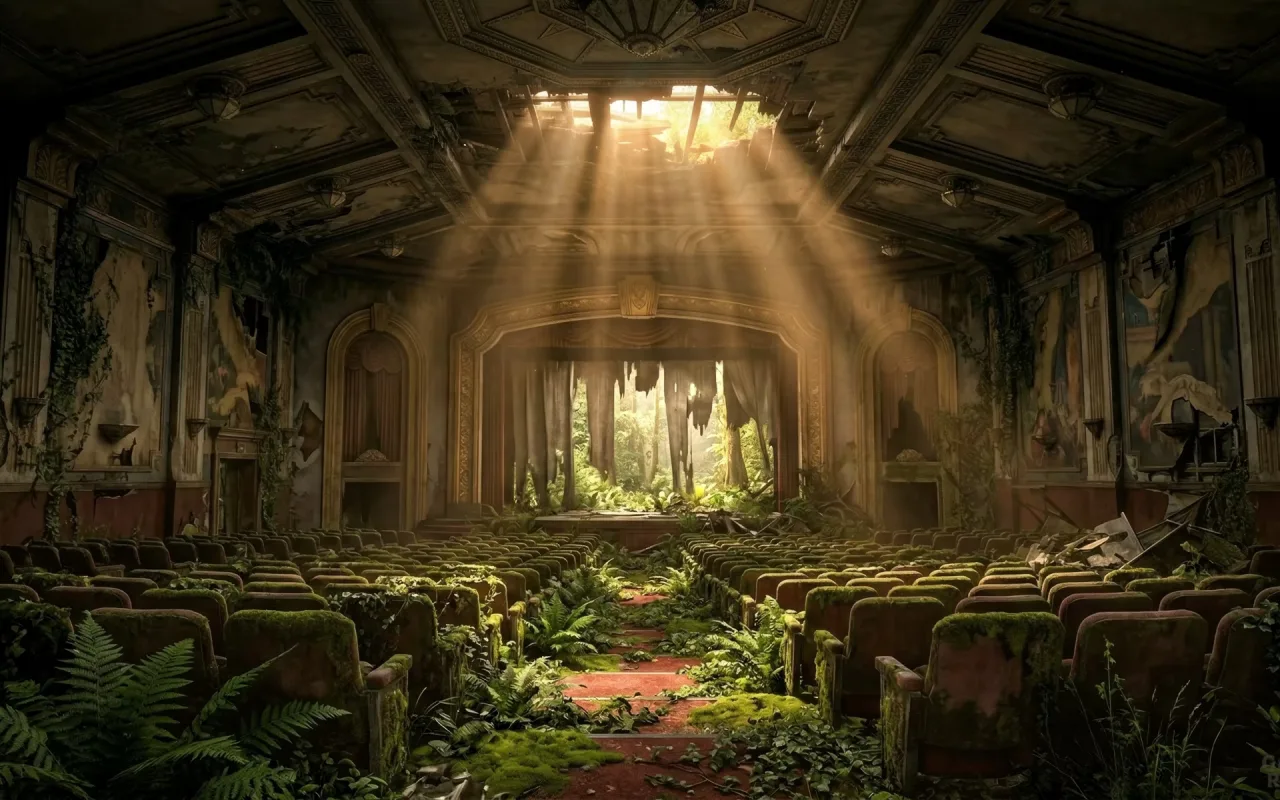 The Last Of Us: Abandoned Cinema & Sunbeams live wallpaper preview