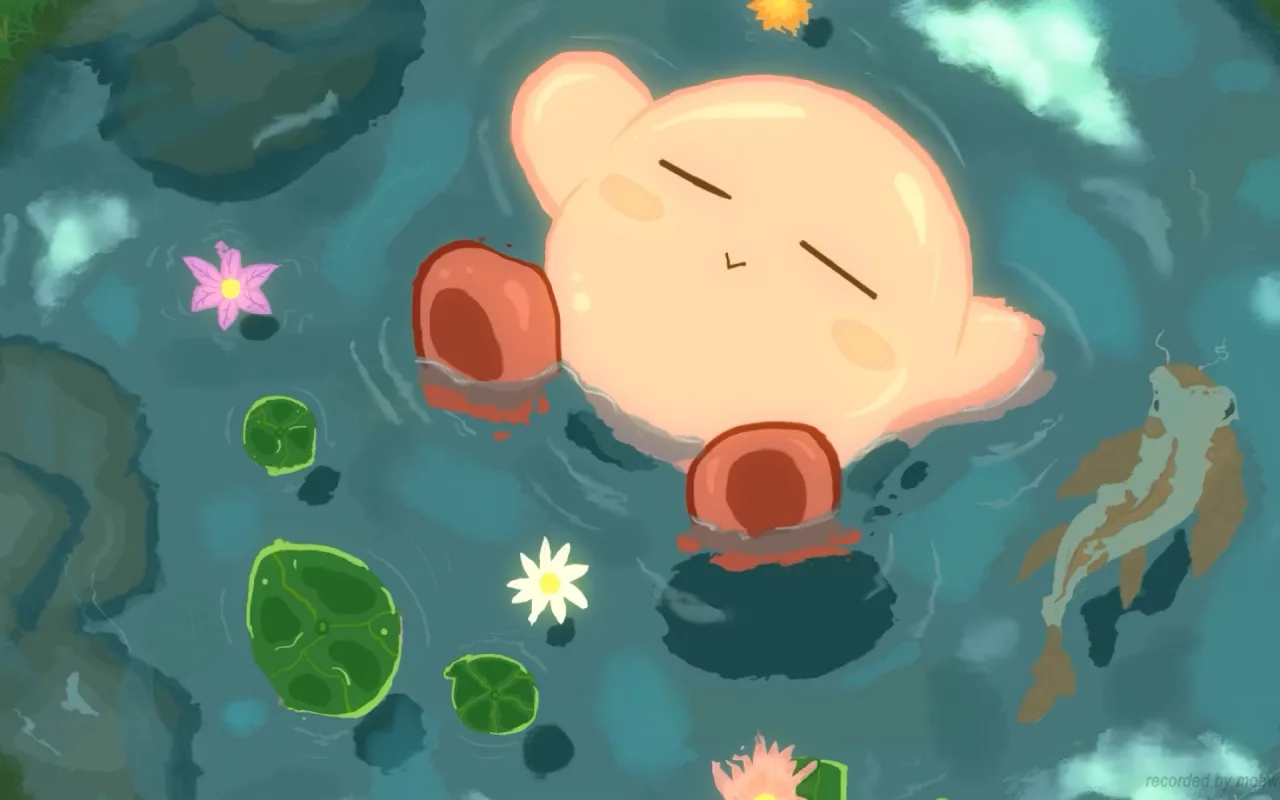 Kirby Floating on Pond live wallpaper preview