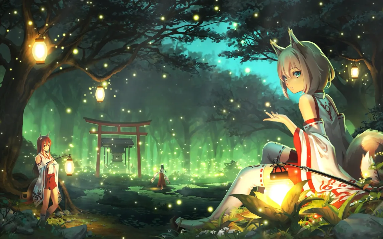 Kitsune Miko live wallpaper preview