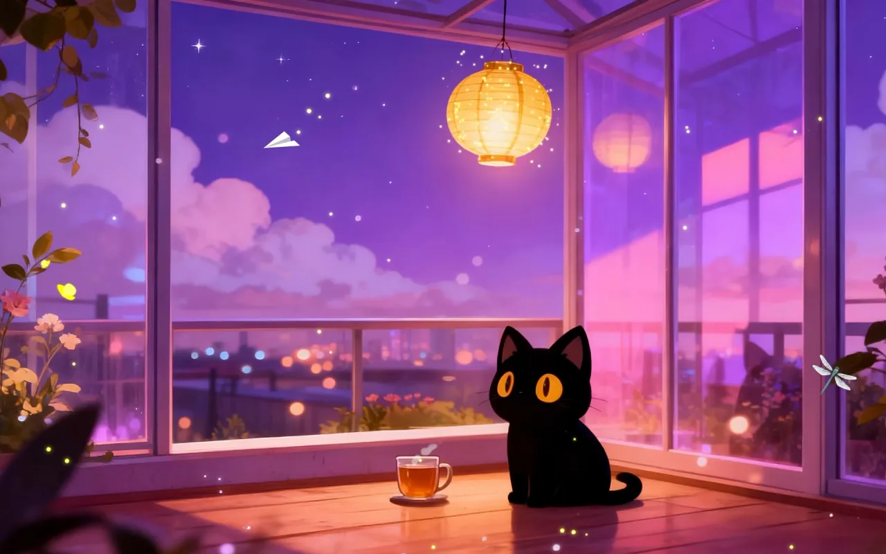 Purple Sunset Balcony live wallpaper preview