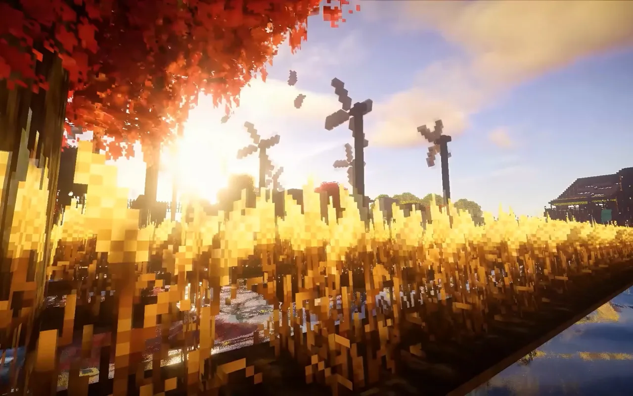 Minecraft Sunset Farm live wallpaper preview