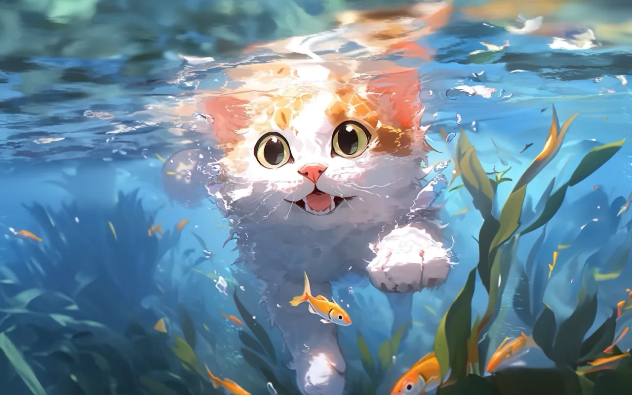 Swimming Cat live wallpaper preview