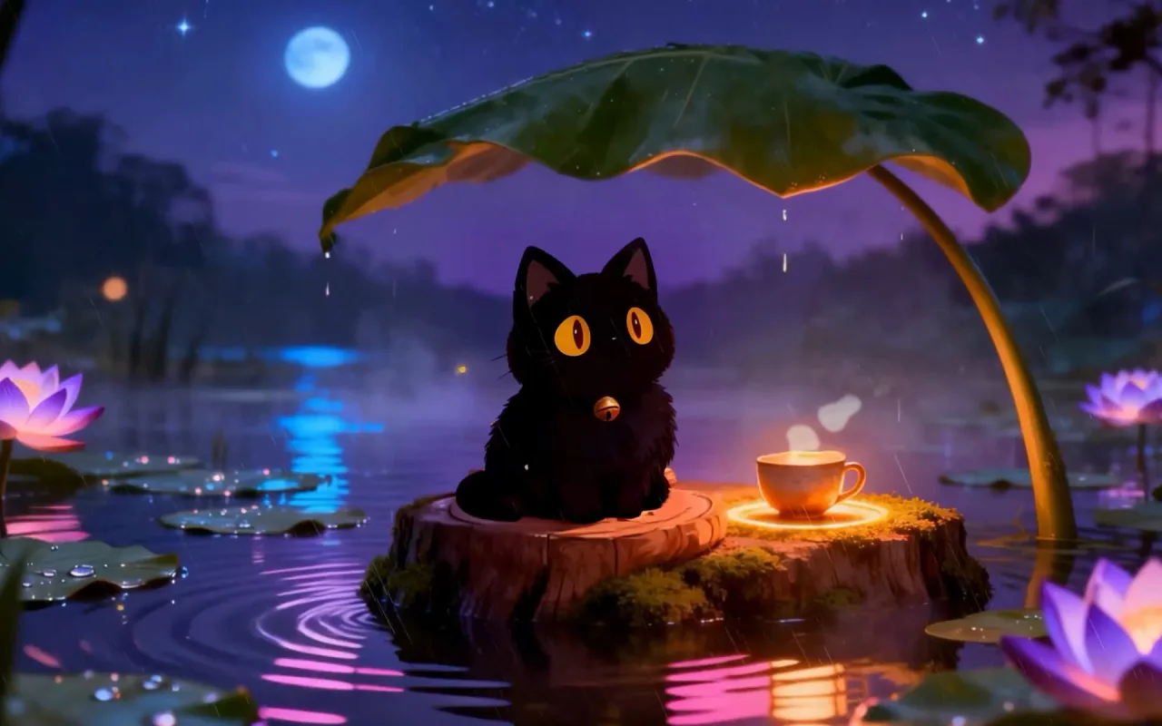 Rainy Night by the Lake live wallpaper preview