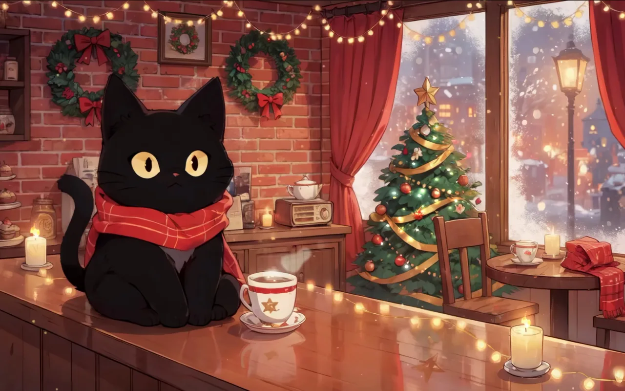 Christmas Kitty Café live wallpaper preview