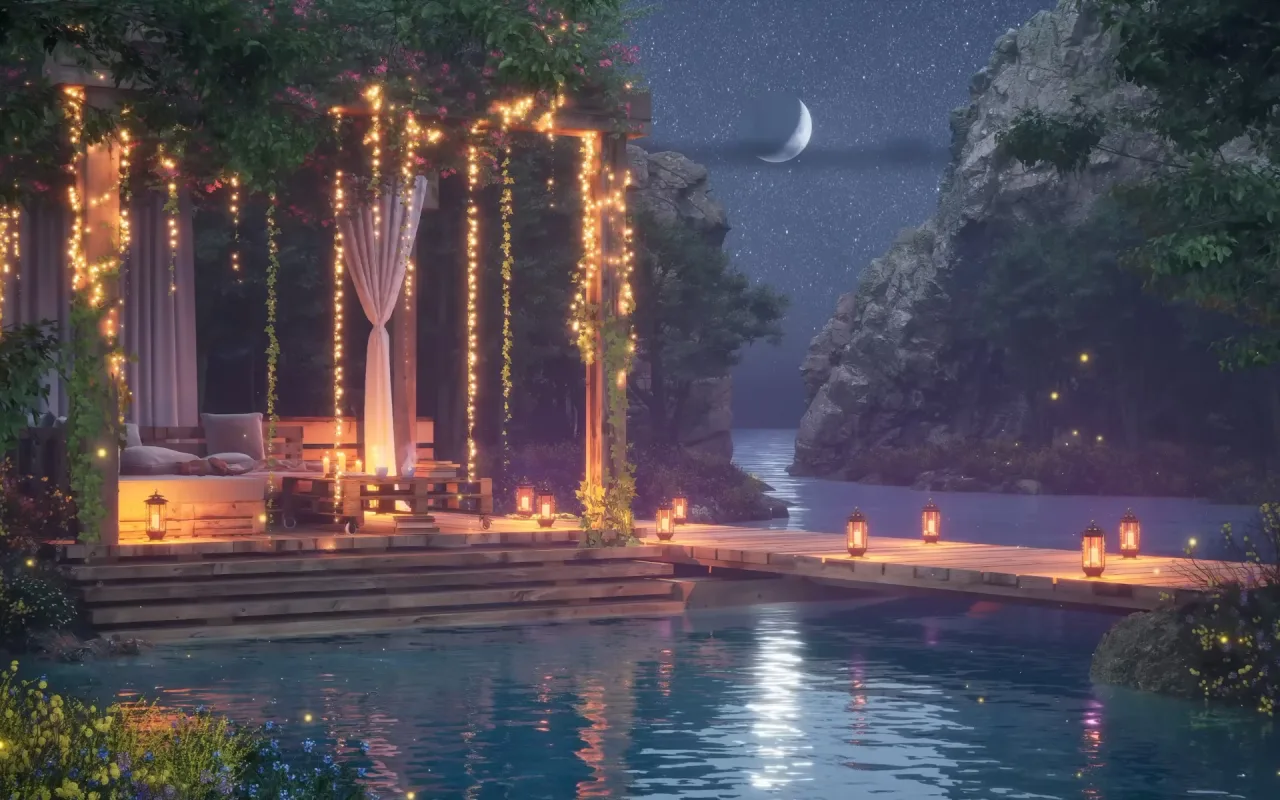 Peaceful Night by the Lake live wallpaper preview