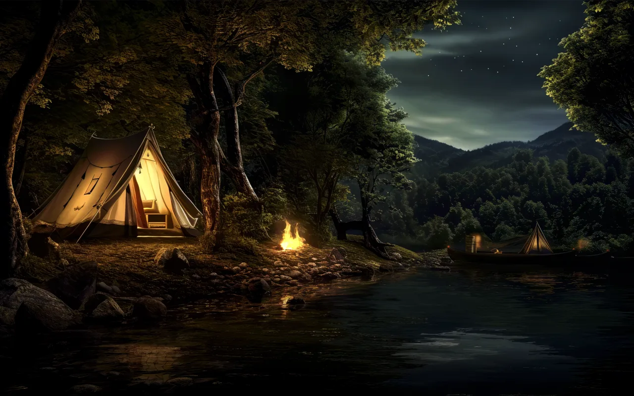 Camping by the River live wallpaper preview