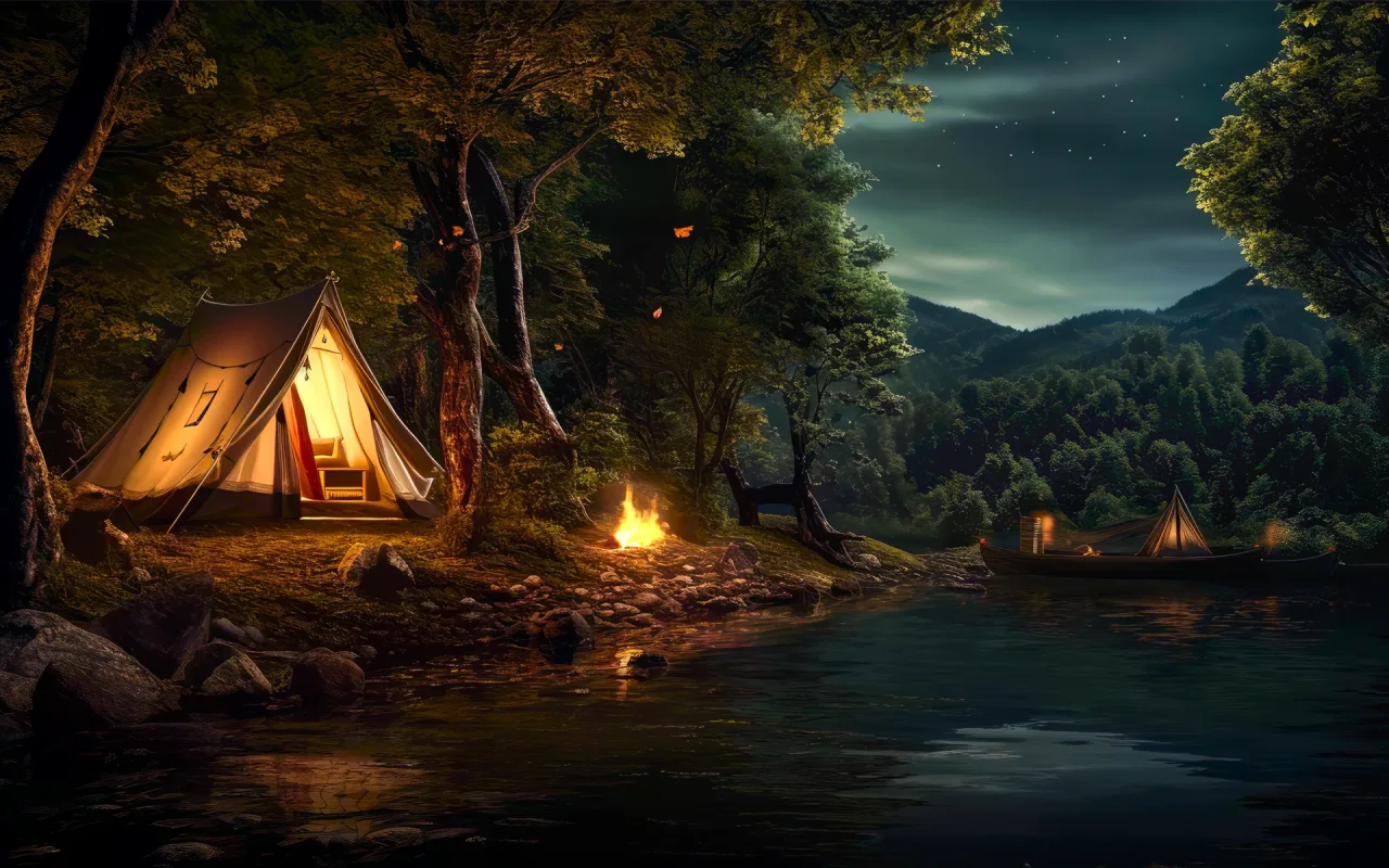 Camping by the River live wallpaper preview