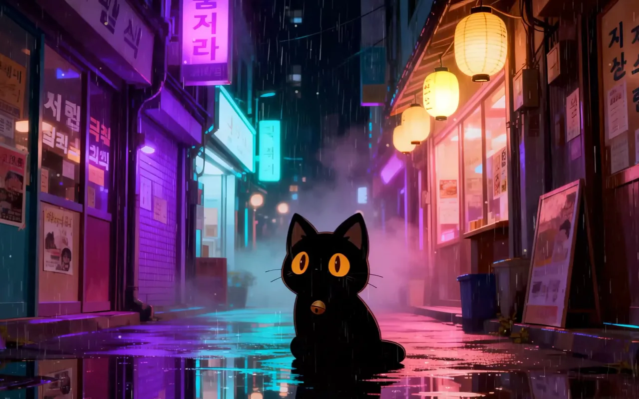 Rainy Street at Midnight live wallpaper preview