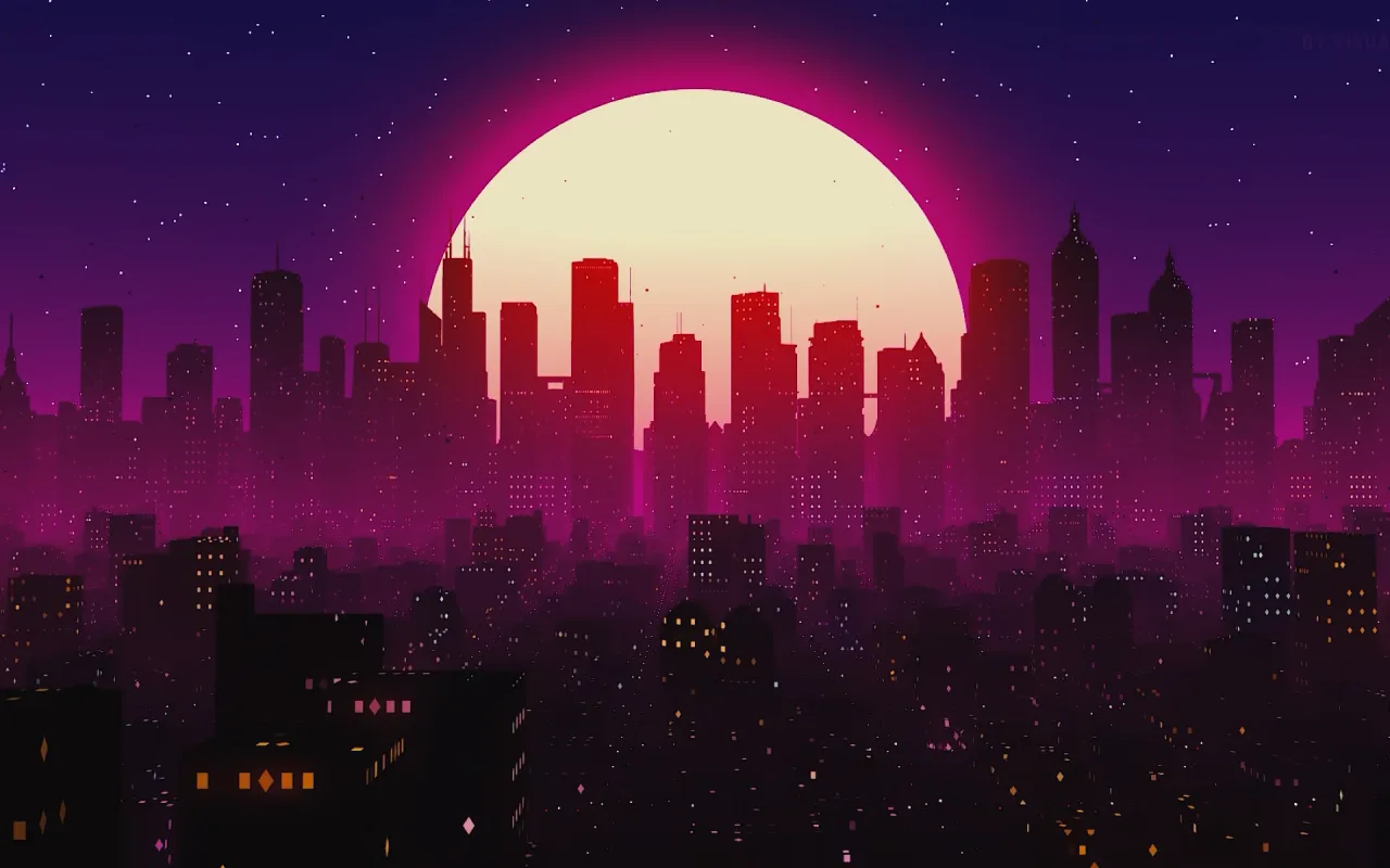Synthwave City live wallpaper preview