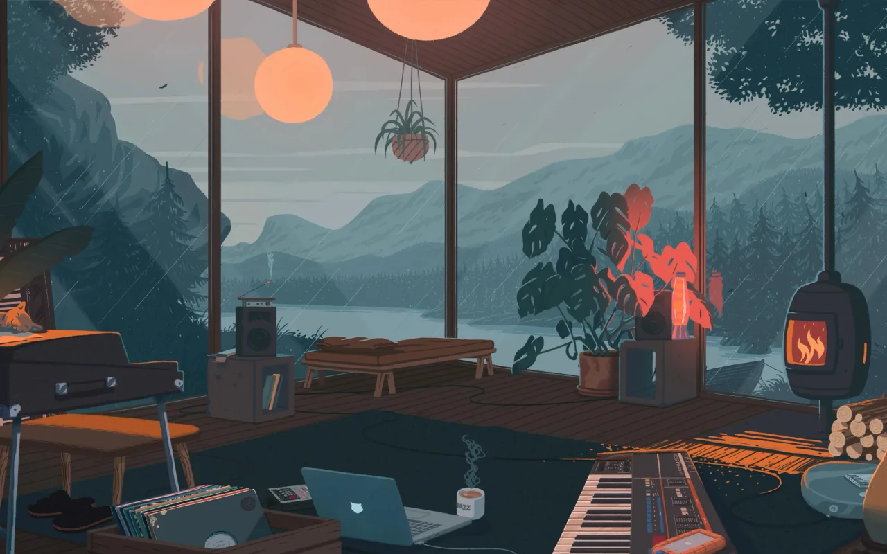 Rainy Lakehouse live wallpaper preview