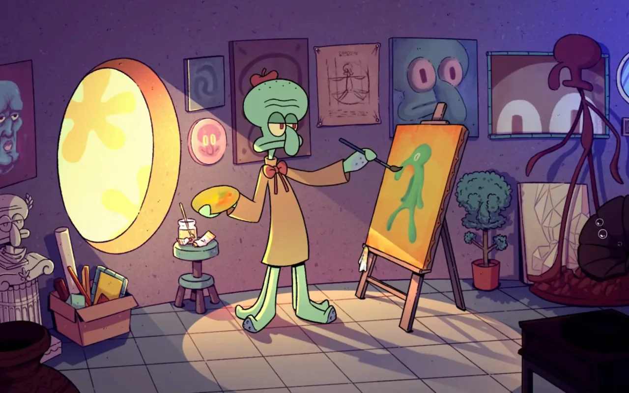 Squidward Painting live wallpaper preview