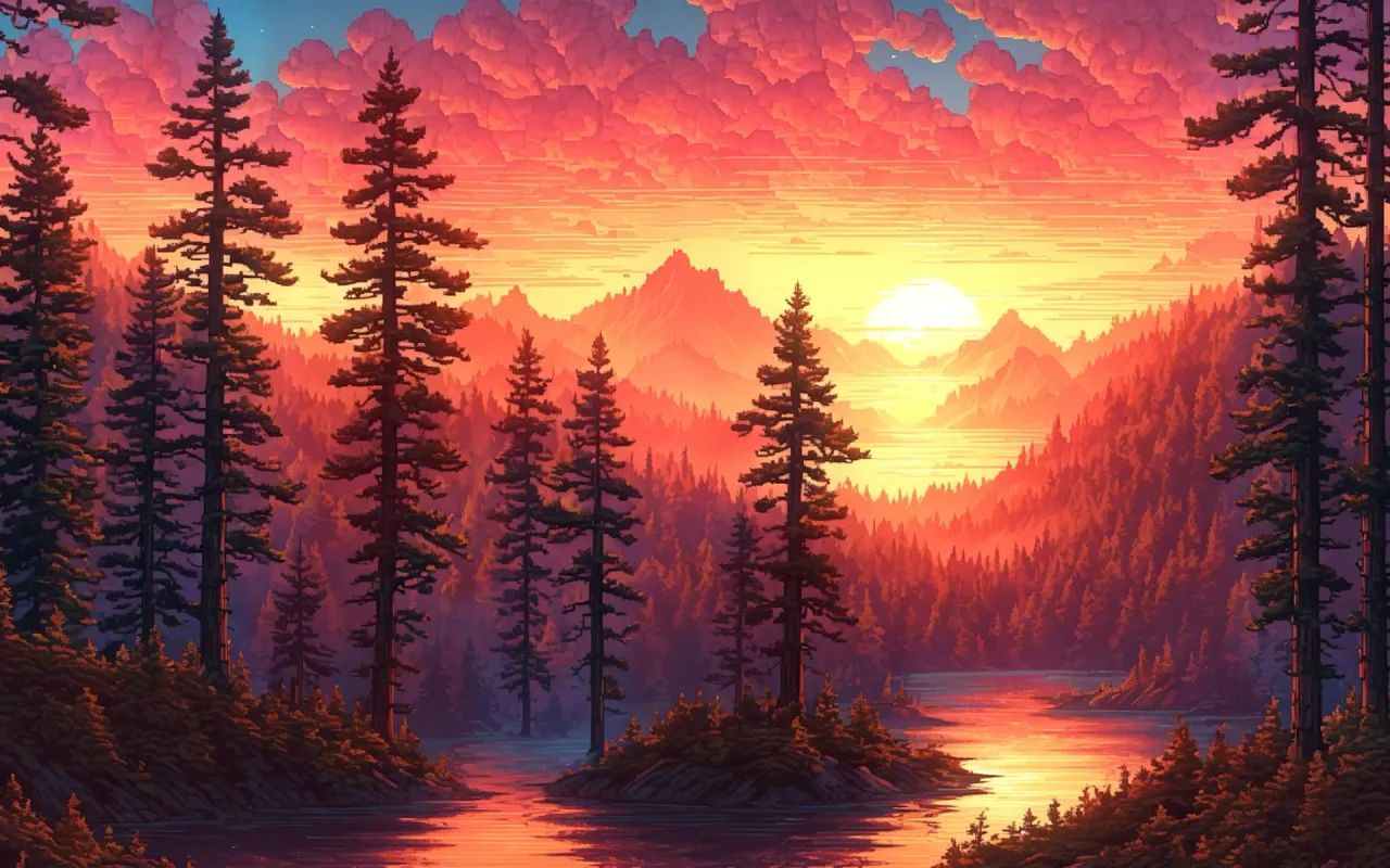 Forest at a Sunset live wallpaper preview
