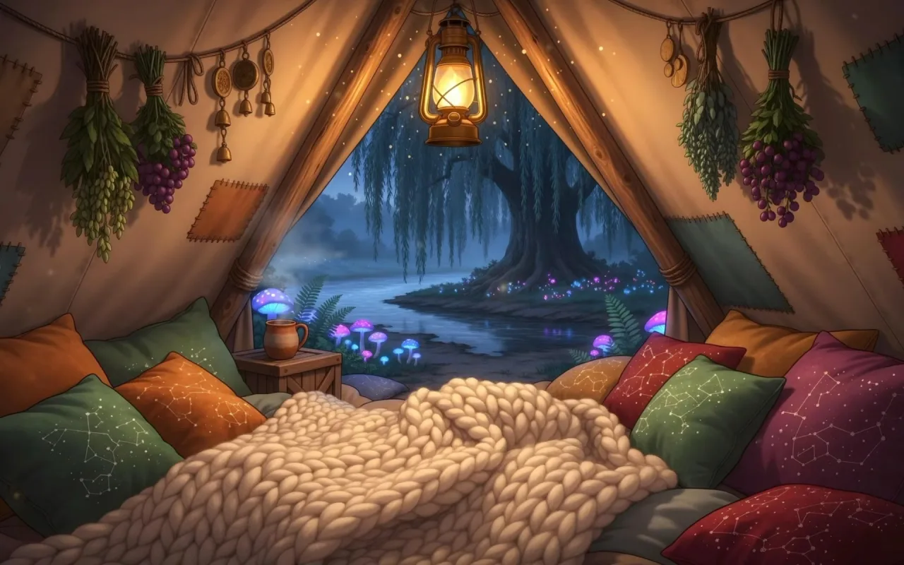 Camping by the Enchanted River live wallpaper preview