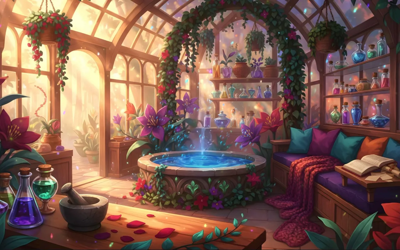 Spring Witch's Greenhouse live wallpaper preview