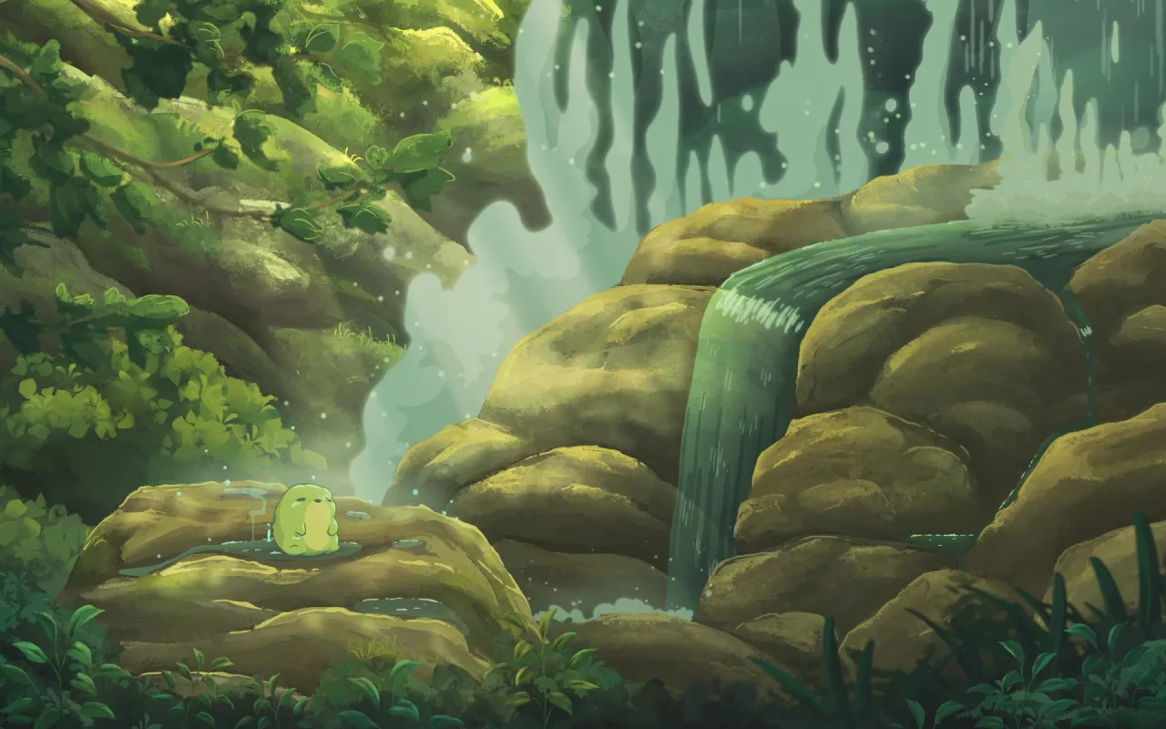 Frog Sleeping By The Waterfall live wallpaper preview