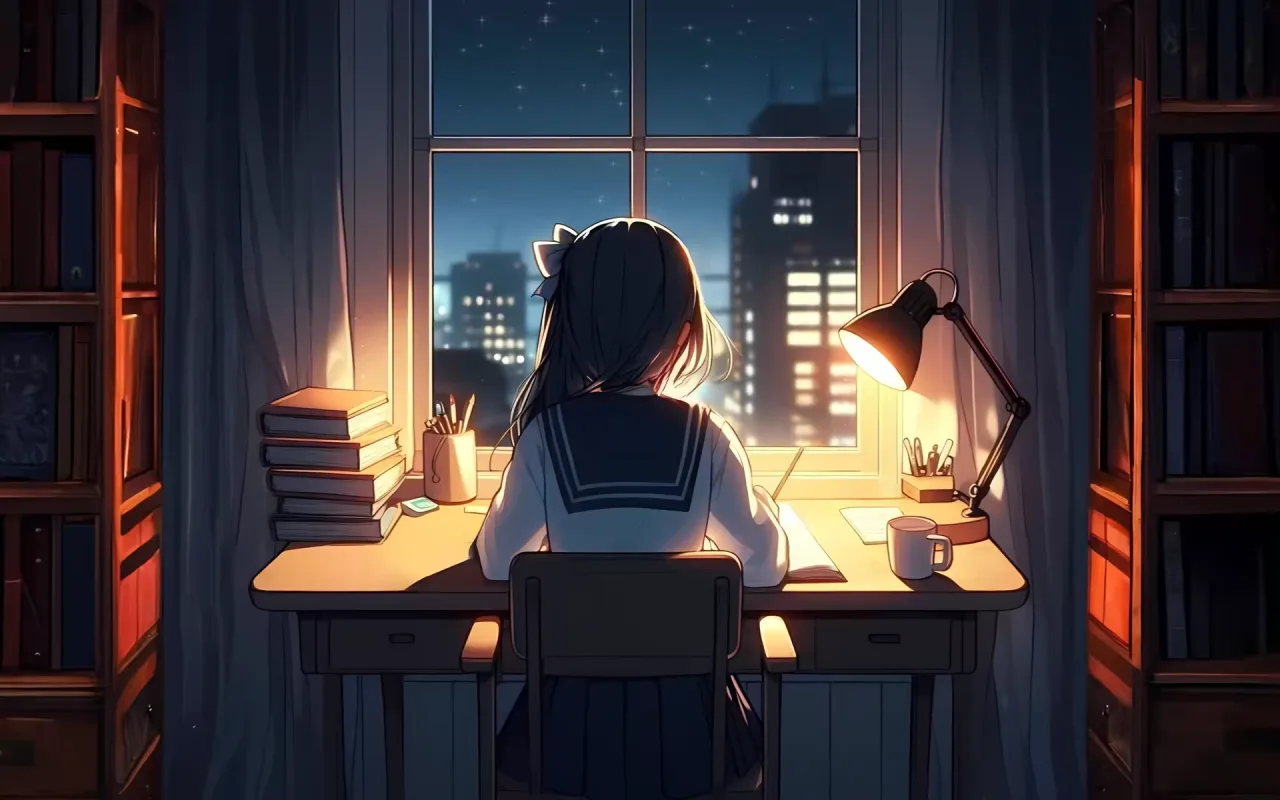 Study Girl live wallpaper preview
