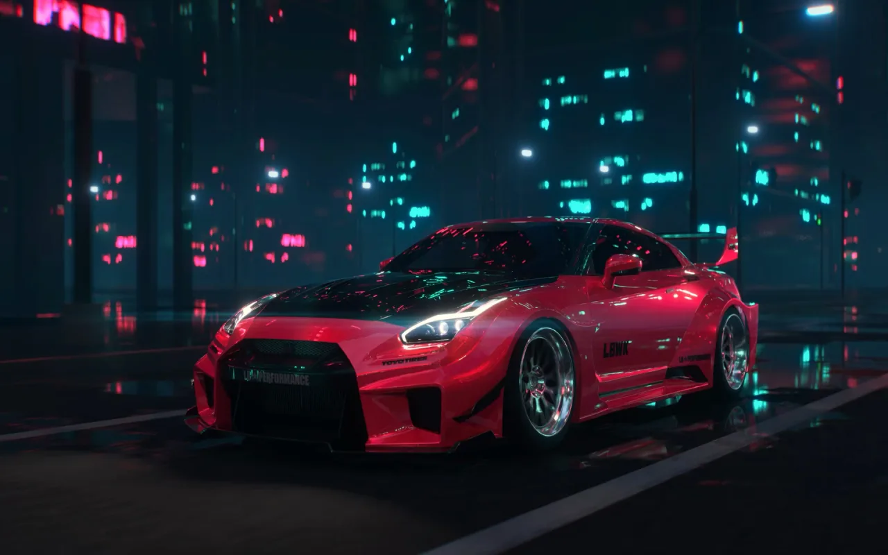 Nissan GT-R Neon City live wallpaper preview