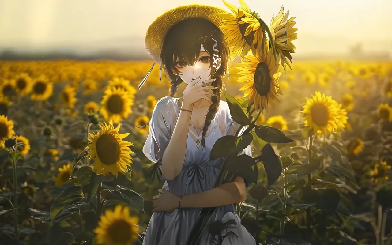 Sunflower girl live wallpaper preview