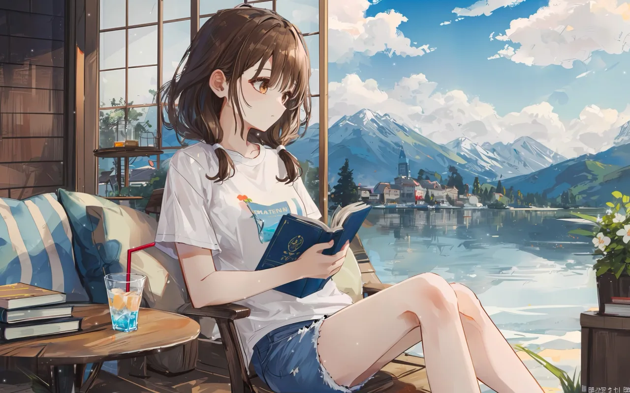 Girl Reading live wallpaper preview