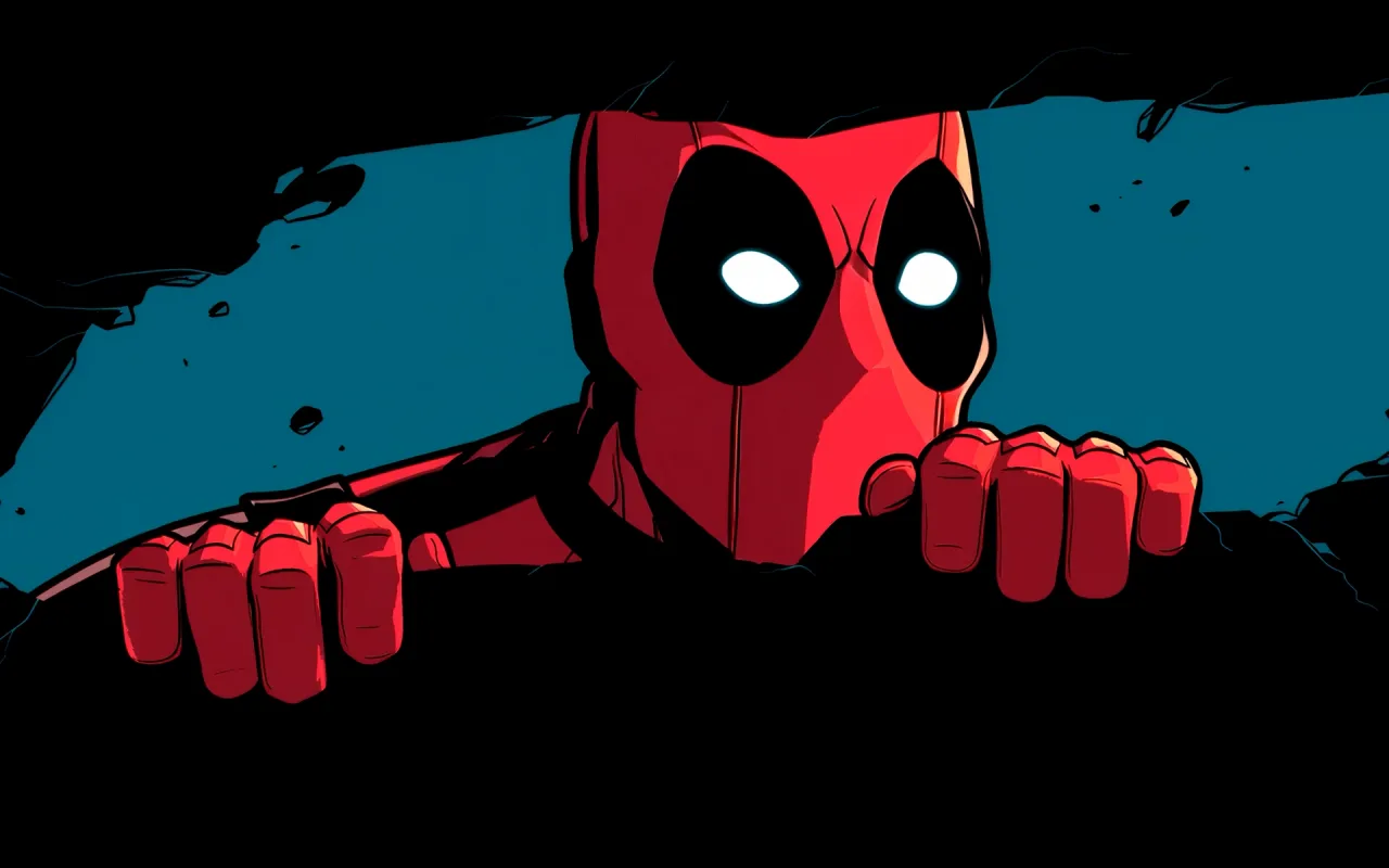Deadpool Peeking Over Wall live wallpaper preview