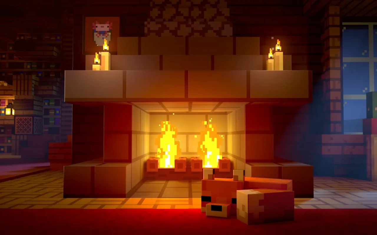 Minecraft Fireplace live wallpaper preview