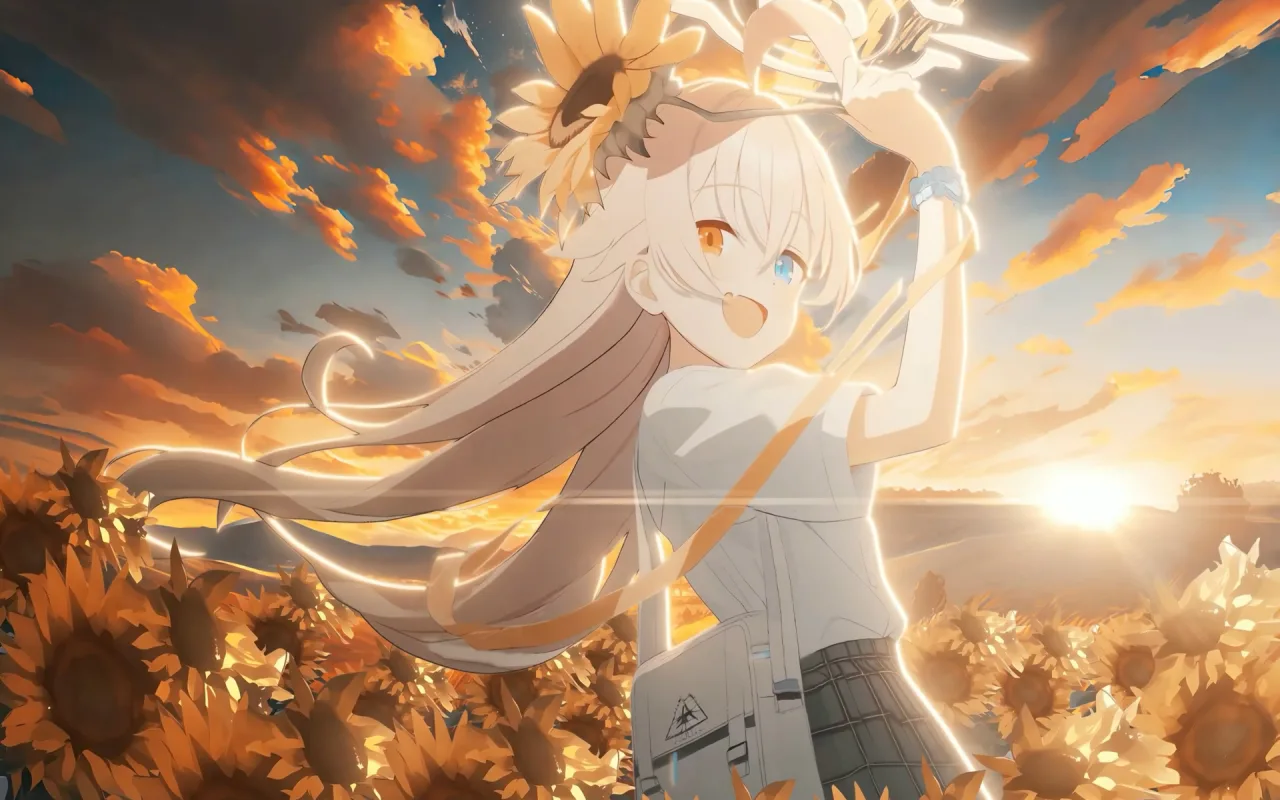 Hoshino Sunset Sunflowers live wallpaper preview