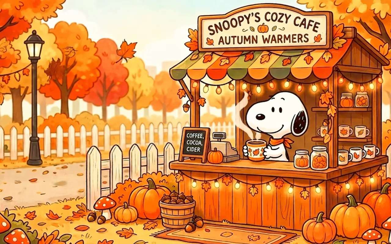 Snoopy's Fall Cafe live wallpaper preview