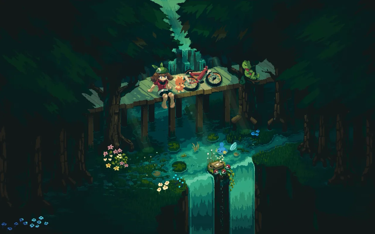 Pokémon Emerald Waterfall live wallpaper preview