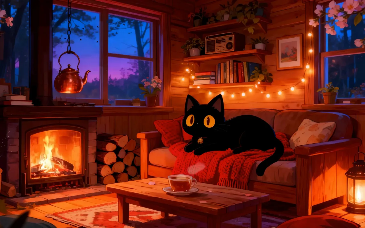 Quiet Fireplace Evening live wallpaper preview